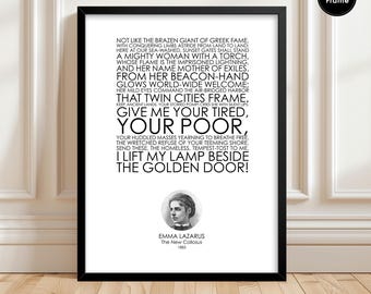 Lámina de Emma Lazarus, El Nuevo Coloso / Poema de la Estatua de la Libertad para pared