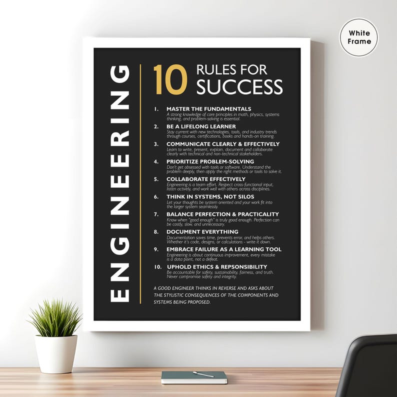 Engeneering Rules Engineering Rules for Success Poster, Motivational Office Wall Art - Etsy