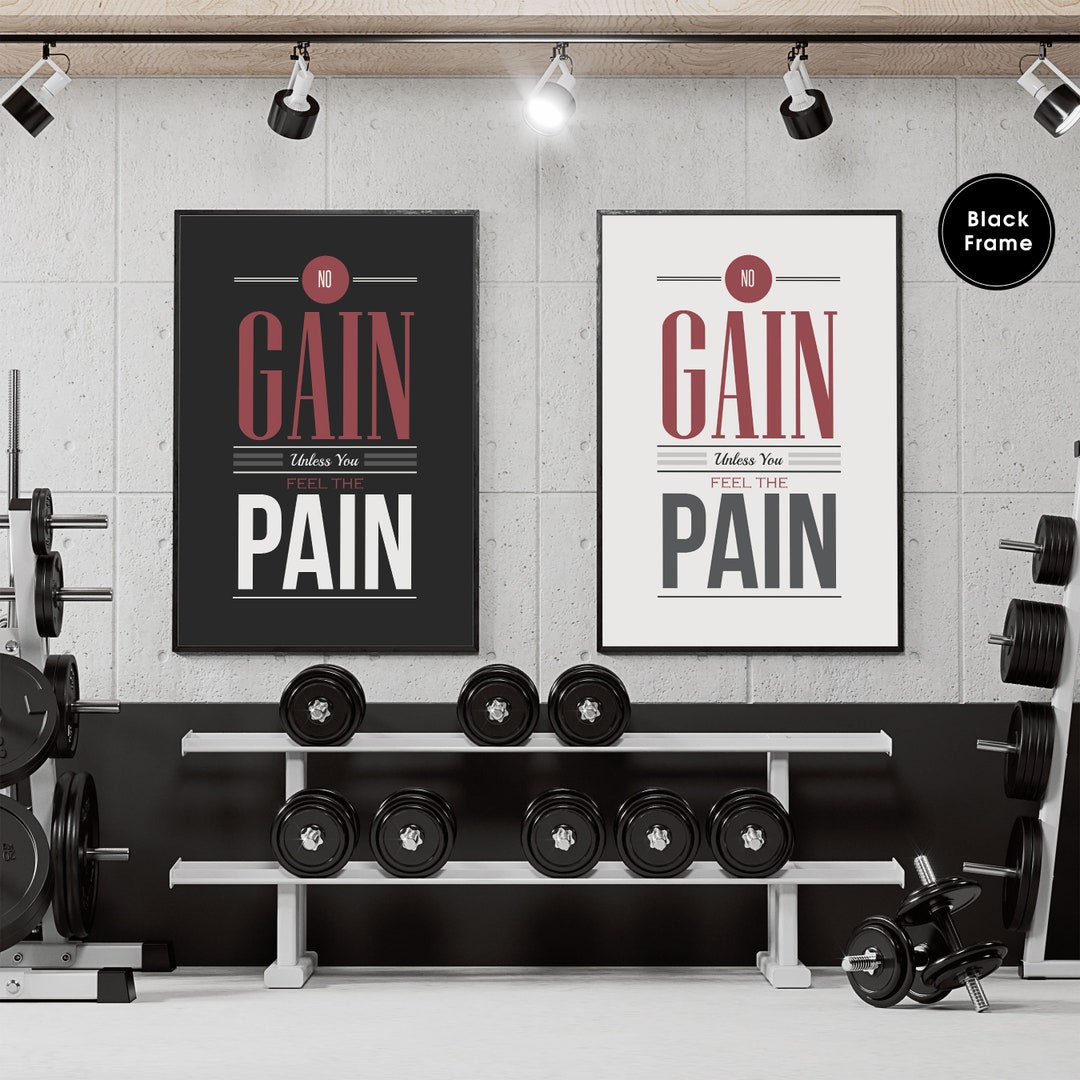 No Pain No Gain Gym Motivational Poster, Workout Wall Art - Etsy