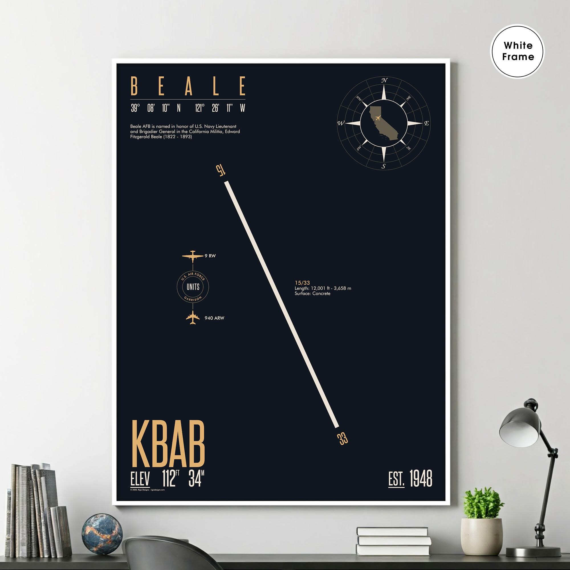 Beale Air Force Base Runway Map Print, KBAB Military Art - Etsy