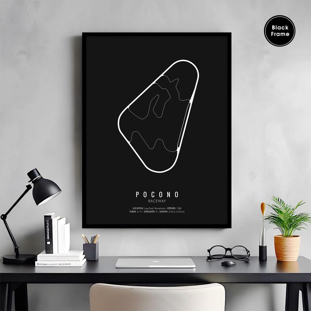 Pocono Raceway Poster Pocono Raceway Wall Art, NASCAR Racetrack Poster, Racing Circuit Print ...