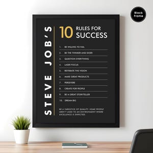 Steve Jobs 10 Rules For Success Wall Art, Motivation Office Wall Decor, Office Motivation, Entrepreneur Motivation, Success Mindset Poster