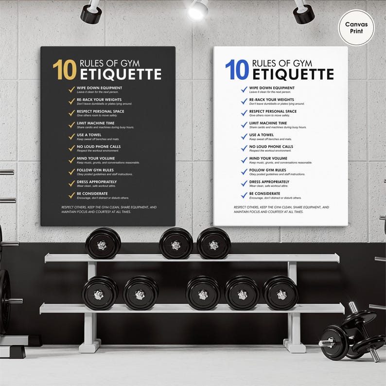 Gym Etiquette Rules Wall Art | Workout Safety Poster | Fitness Gym ...