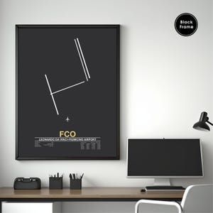 Rome–Fiumicino International Airport, FCO, Airport Map Art, Airport Code Art, Airport Sign, Airport Code Map, Airport Map Art, Airport Print