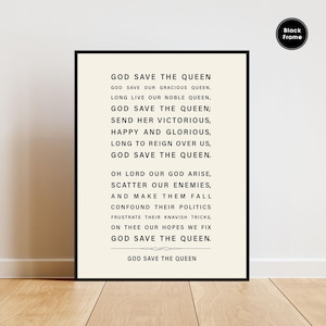 United Kingdom, National Anthem, God Save the Queen, National Song, Patriotic Songs, Patriotic Decor, Patriotic Wall Decor, Nationalism