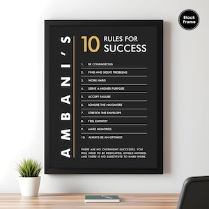 Mukesh Ambani 10 Rules For Success Wall Art, Motivation Office Wall Decor, Office Motivation, Entrepreneur Motivation Success Mindset Poster