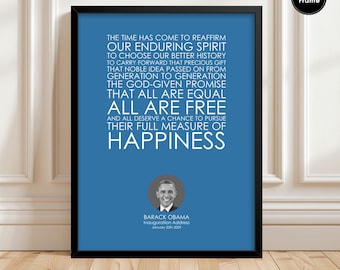 Barack Obama Inauguration Address Print | Presidential Speech Art