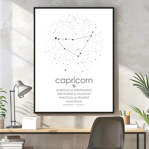 Steinbock, Steinbock Poster, Sternzeichen, Konstellationskarte, Astronomie Druck, Sternenkarte, Individuelle Sternenkarte, Sternenkarte Druck, Sternenkarte Poster