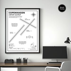CPH, Copenhagen International Airport, Airport Map Art, Airport Code Art, Airport Sign, Airport Code Map, Airport Map Art, Airport Print