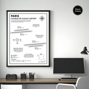 CDG, Charles de Gaulle Intl. Airport, Airport Map Art, Airport Code Art, Airport Sign, Airport Code Map, Airport Map Art, Airport Print