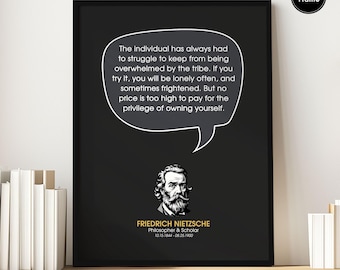 Impresión con cita de Friedrich Nietzsche, obra de arte motivacional