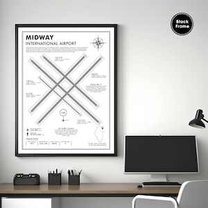 MDW, Chicago Midway International Airport, Airport Map Art, Airport Code Art, Airport Sign, Airport Code Map, Airport Map Art, Airport Print