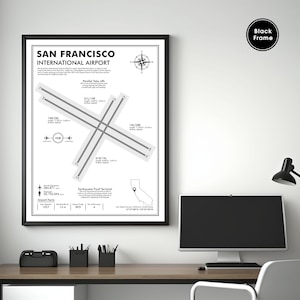 SFO, San Francisco International Airport, Airport Map Art, Airport Code Art, Airport Sign, Airport Code Map, Airport Map Art, Airport Print