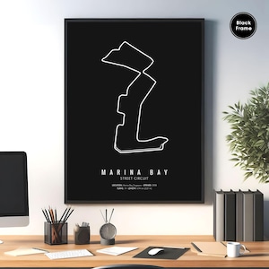Marina Bay Street Circuit, F1 Circuit, F1 Circuit Wall Art, F1 Race Track, F1 Circuit Map, Formula 1 Track, Race Track Art, Racetrack Poster