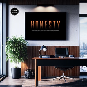 Póster de honestidad, póster motivacional para la oficina, arte mural motivacional para la oficina, arte mural con citas motivacionales, arte mural motivacional para la oficina