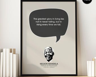 Nelson Mandela Quotes Print | Motivational Wall Art | Minimalist Inspirational Decor