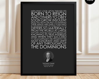 Thomas Paine Common Sense Quote Poster, Founding Fathers Gift