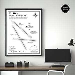 ZRH, Zurich International Airport, Airport Map Art, Airport Code Art, Airport Sign, Airport Code Map, Airport Map Art, Airport Print