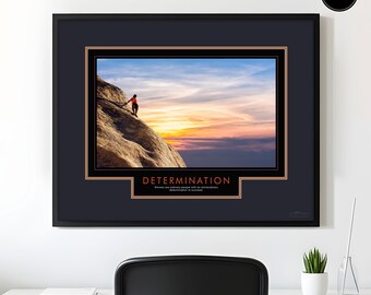 Mountain Climber Art | Determination Motivational Poster | Success Mindset Print