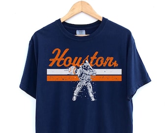 Comfort Colors Houston Baseball Shirt Houston Shirt Orange and Navy Houston Tee Houston Gifts Unisex Shirt