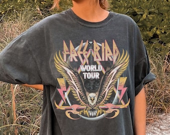 Comfort Colors Free Bird World Tour Shirt Rock N Roll Shirt Rock Music Tee Eagle Shirt Music Gifts Boho Shirt Lightning Bolt Shirt