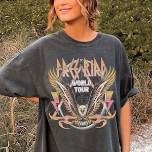 Comfort Colors Free Bird World Tour Shirt Rock N Roll Shirt Rock Music Tee Eagle Shirt Music Gifts Boho Shirt Lightning Bolt Shirt