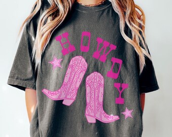 Comfort Colors Howdy Shirt Cowboy Boot Shirt Cowgirl Graphic T Shirt Women's Trendy Western Country Concert Tee VSCO T Shirt