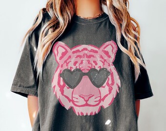 Comfort Colors Pink Tiger Shirt Tigers Mascot Shirt Tiger Tee Tigers Baseball Shirt Gift for Tigers Fan Game Day Apparel