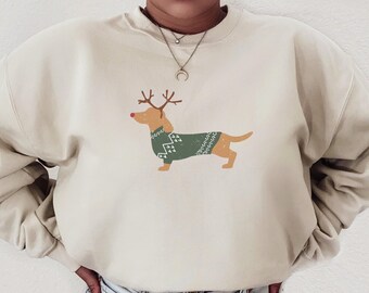 Dachshund Christmas Sweatshirt Dog Christmas Sweatshirt Dachshund Sweatshirt Doxie Sweatshirt Dachshund Shirt Dachshund Reindeer Sweatshirt