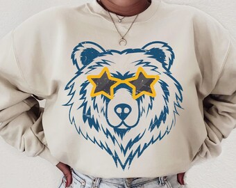 Navy and Gold Bears Sweatshirt, Bears Mascot Crewneck, Gift for Bears Fan