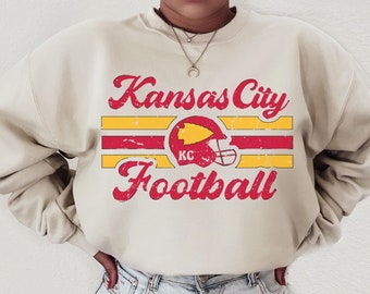 Vintage Style Kansas City Football Sweatshirt Kansas City Sweatshirt Unisex Crewneck