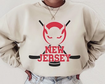 New Jersey Hockey Sweatshirt New Jersey Crewneck Devil Sweatshirt