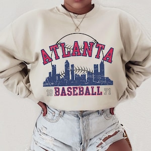 Vintage Style Atlanta Baseball Sweatshirt Atlanta Crewneck Atlanta Gifts Atlanta Shirt Unisex Crewneck