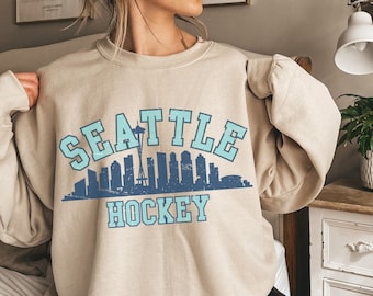 vintage Style Seattle Hockey Sweatshirt Unisexe Seattle Crewneck Seattle Hockey Cadeaux