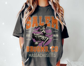 Comfort Colors Salem Shirt Salem Broom Shirt Retro Halloween Tee Spooky Season Tee