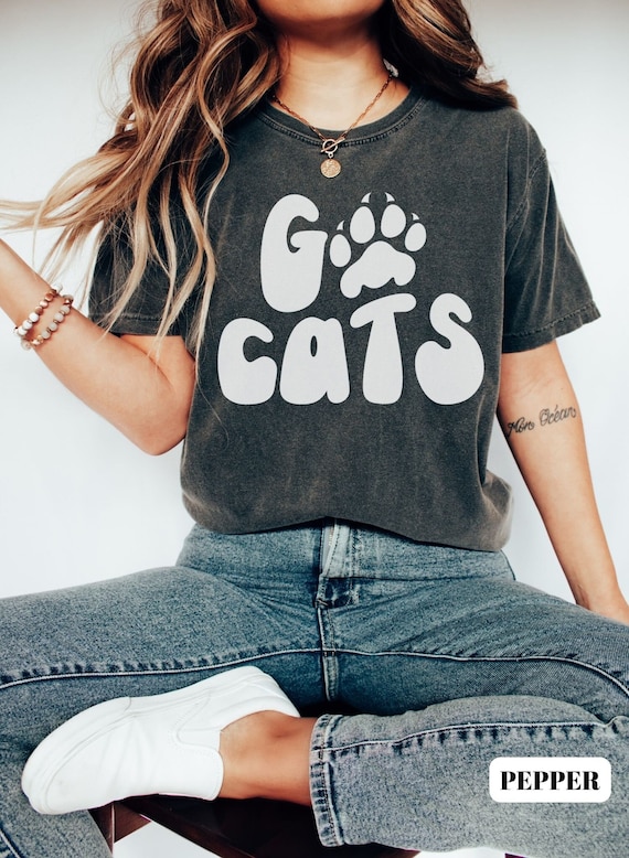Comfort Colors Go Cats Shirt, Retro Wildcats Shirt, Wildcats Mascot Tee, Game Day Apparel, Oversized Tee, Game Day Apparel