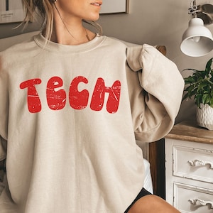 Tech Sweatshirt, Texas Sweatshirt, Red and White Sweatshirt, Red and Black, Football Sweatshirt