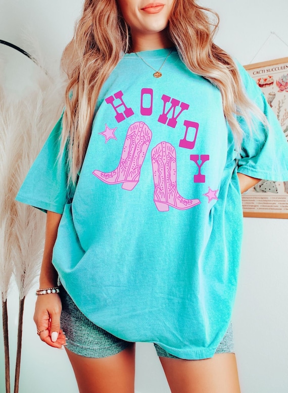 Comfort Colors Howdy Shirt Cowboy Boot Shirt Cowgirl Graphic T Shirt Women's Trendy Western Country Concert Tee VSCO T Shirt