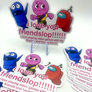 Friendslop-sticker, REPO PEAK Among Us, geïnspireerd op vriendschap, videogames
