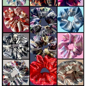 TS inspired Scrunchie Mystery Box Deal Silk Hair Tie Elastic All Albums Themed Taylor Gift Idea Hair Accessory Large Scruncies Silk Cotton