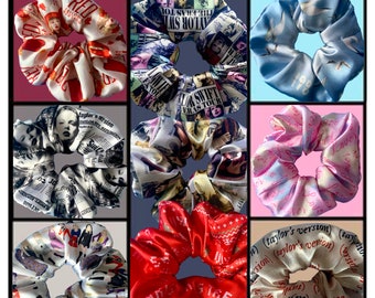 TS inspired Scrunchie Mystery Box Deal Silk Hair Tie Elastic All Albums Themed Taylor Gift Idea Hair Accessory Large Scruncies Silk Cotton