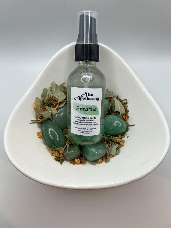 Breathe Spray • Respiratory Support • Eucalyptus, Sweet Orange, Rosemary, Peppermint • Aventurine Crystal • 2oz Aromatherapy Spray