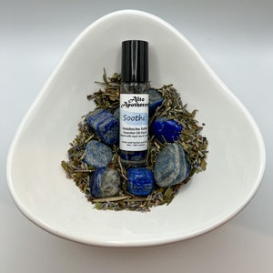 Soothe Roller • Headache & Tension Relief • Rosemary, Peppermint, Lavender, Lemon Balm • Lapis Lazuli Crystal • 10ml Essential Oil Roller