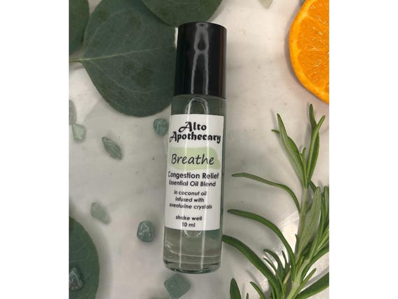 Breathe Congestion Relief Essential Oil Roll On: Eucalyptus, Sweet Orange, Rosemary with Aventurine