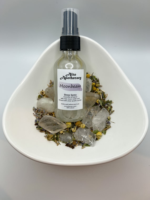 Moonbeam Spray • Sleep Support • Valerian, Lavender, Chamomile, Lemon Balm • Clear Quartz Crystal • 2oz Aromatherapy Spray
