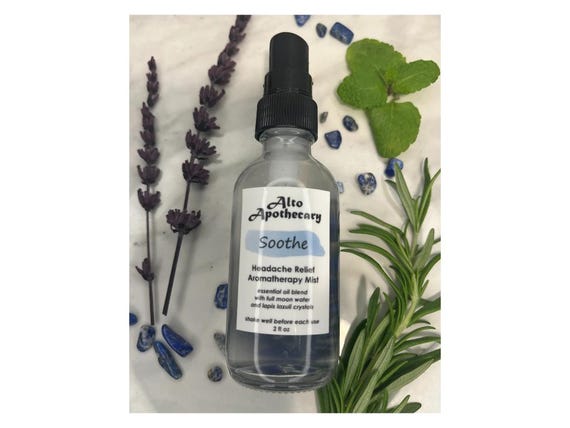 Soothe Headache Relief Aromatherapy Spray: Rosemary, Peppermint, Lavender with Lapis Lazuli