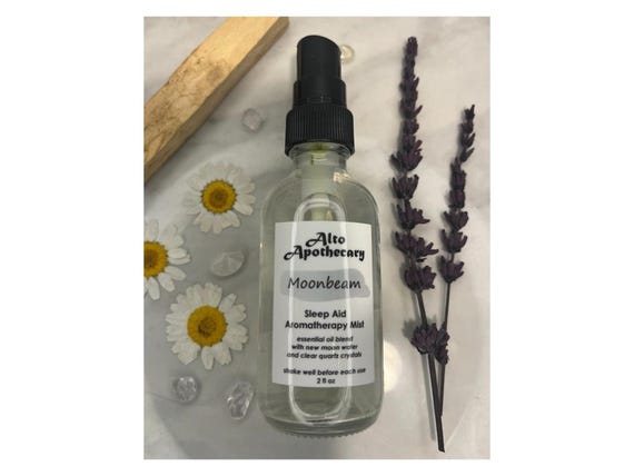 Moonbeam Sleep Aid Aromatherapy Spray: Lavender, Chamomile, Palo Santo with Clear Quartz