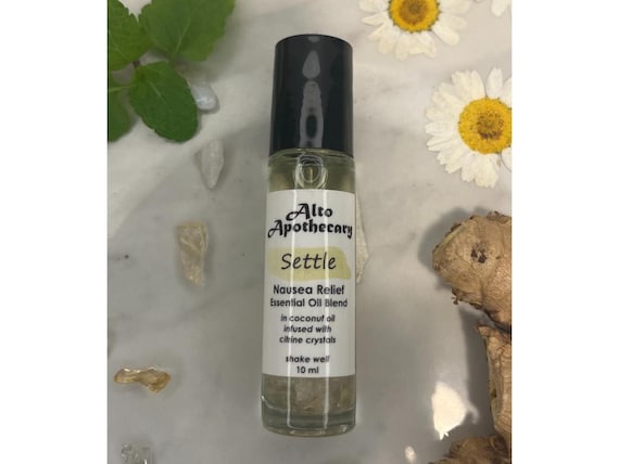 Settle Nausea Relief Essential Oil Roll On: Peppermint, Ginger, Chamomile with Citrine