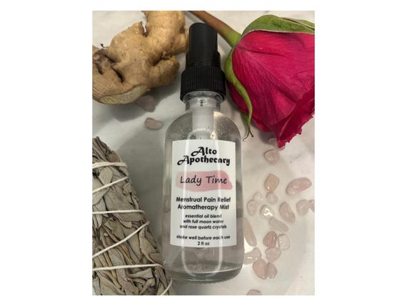 Lady Time Menstrual Comfort Aromatherapy Spray: Rose, Sage, Ginger with Rose Quartz