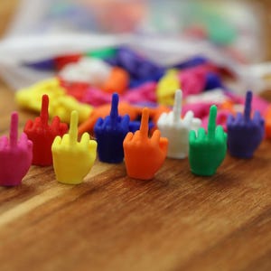 Mini Middle Fingers - Funny Plastic F-U Hands in Bold Colors or Mix Pack